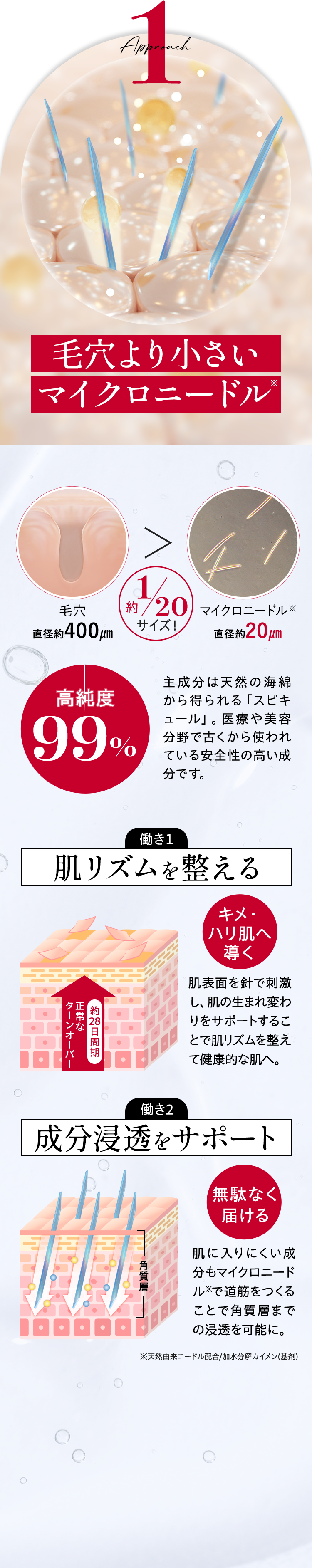 アプローチ1 毛穴より小さいマイクロニードル